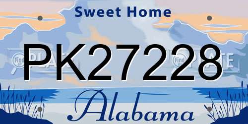 PK27228 Alabama License Plate