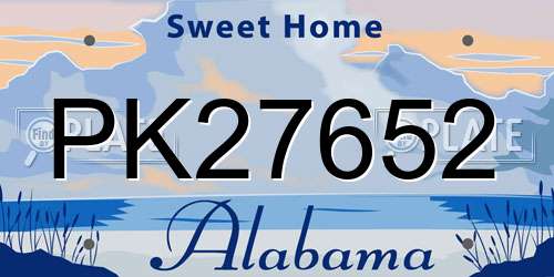 PK27652 Alabama License Plate