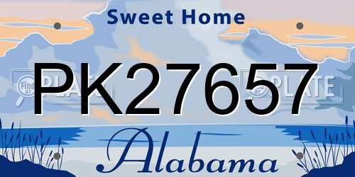 PK27657 Alabama License Plate