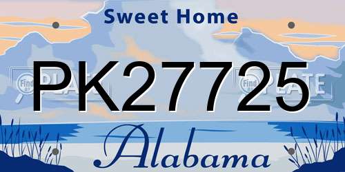 PK27725 Alabama License Plate