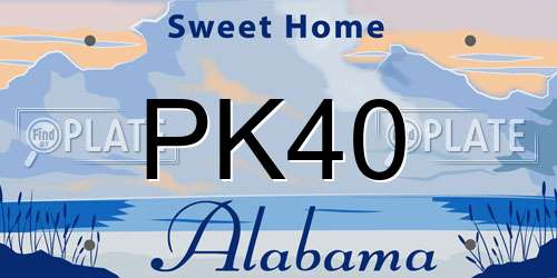 PK40 Alabama License Plate