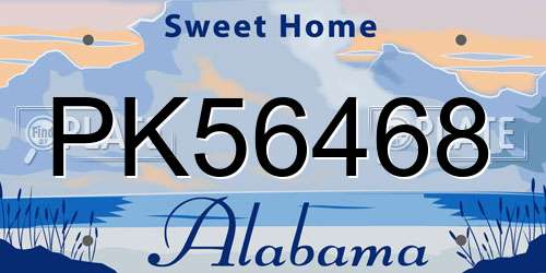 PK56468 Alabama License Plate