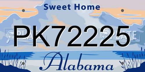 PK72225 Alabama License Plate