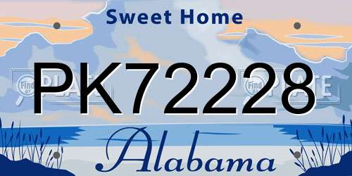 PK72228 Alabama License Plate