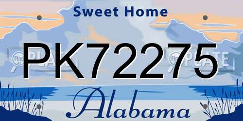 PK72275 Alabama License Plate