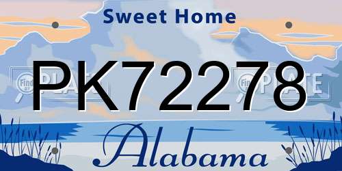 PK72278 Alabama License Plate