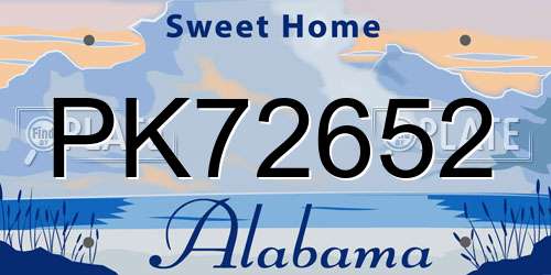 PK72652 Alabama License Plate