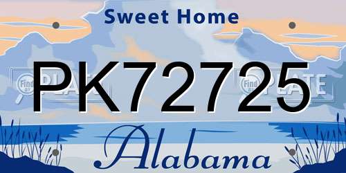PK72725 Alabama License Plate
