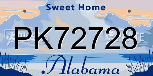 PK72728 Alabama License Plate