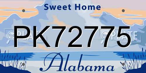 PK72775 Alabama License Plate