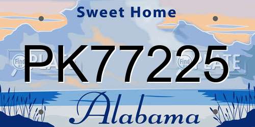 PK77225 Alabama License Plate