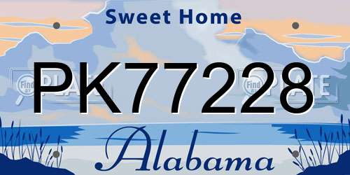 PK77228 Alabama License Plate