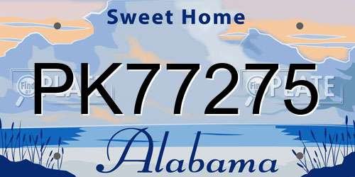 PK77275 Alabama License Plate