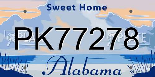 PK77278 Alabama License Plate