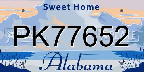 PK77652 Alabama License Plate