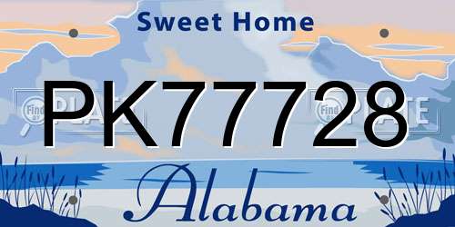 PK77728 Alabama License Plate