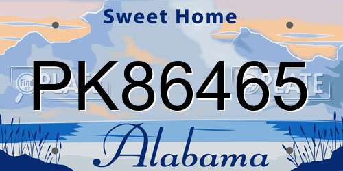 PK86465 Alabama License Plate