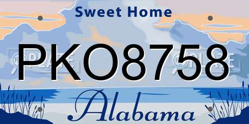 PKO8758 Alabama License Plate