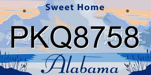 PKQ8758 Alabama License Plate