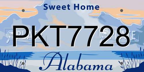 PKT7728 Alabama License Plate