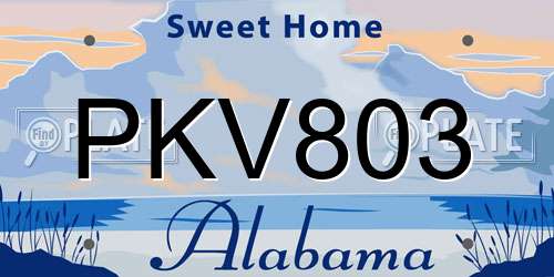 PKV803 Alabama License Plate