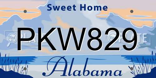 PKW829 Alabama License Plate