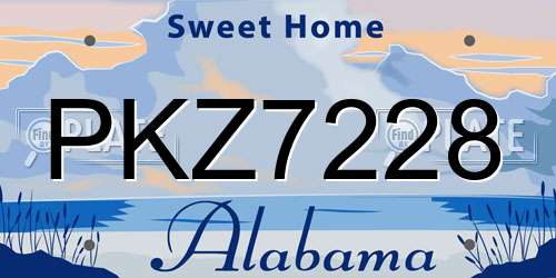 PKZ7228 Alabama License Plate