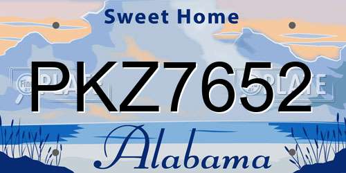 PKZ7652 Alabama License Plate