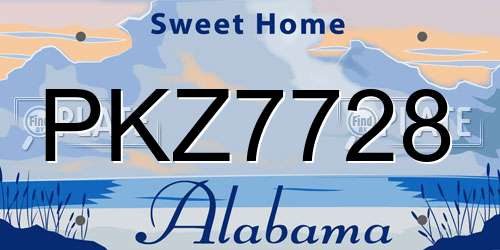 PKZ7728 Alabama License Plate