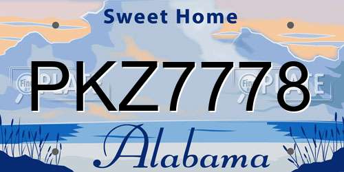 PKZ7778 Alabama License Plate
