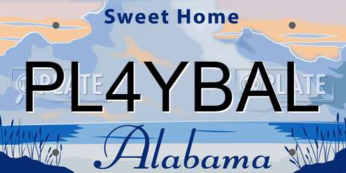 PL4YBAL Alabama License Plate