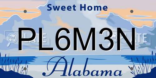 PL6M3N Alabama License Plate