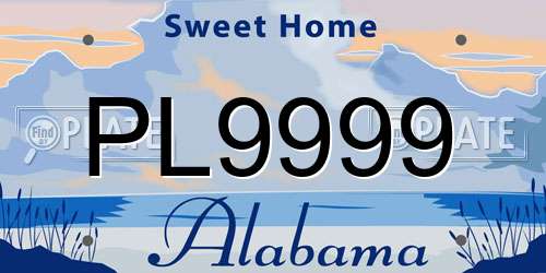 PL9999 Alabama License Plate