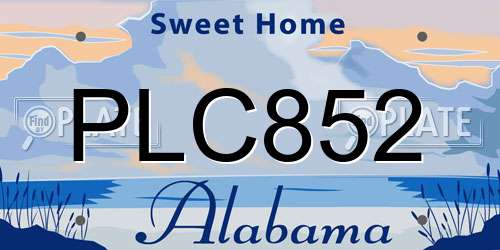 PLC852 Alabama License Plate