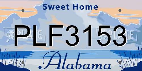 PLF3153 Alabama License Plate