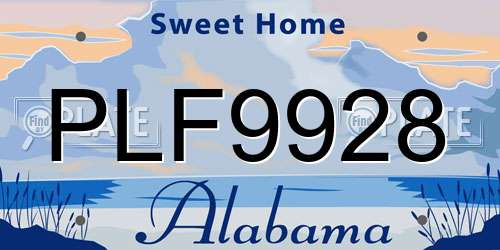 PLF9928 Alabama License Plate