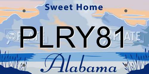 PLRY81 Alabama License Plate