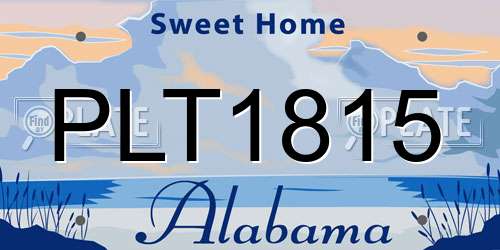 PLT1815 Alabama License Plate