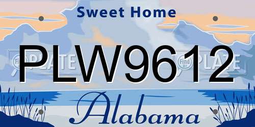 PLW9612 Alabama License Plate