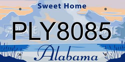 PLY8085 Alabama License Plate