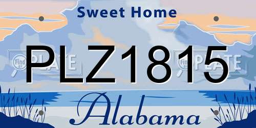 PLZ1815 Alabama License Plate