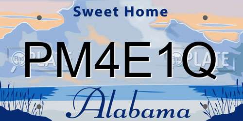 PM4E1Q Alabama License Plate