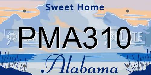 PMA310 Alabama License Plate