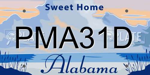 PMA31D Alabama License Plate
