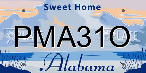 PMA31O Alabama License Plate