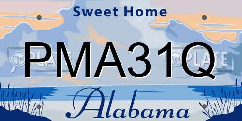 PMA31Q Alabama License Plate