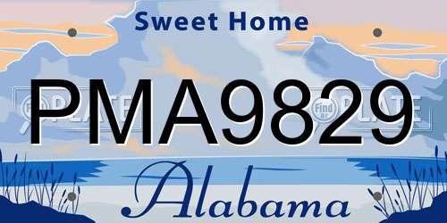 PMA9829 Alabama License Plate