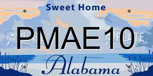 PMAE10 Alabama License Plate