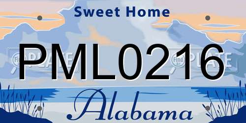 PML0216 Alabama License Plate