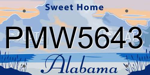 PMW5643 Alabama License Plate